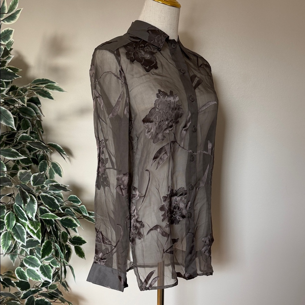 BCBGMaxAzria Elegant Sheer Gray Top - Picture 5 of 9